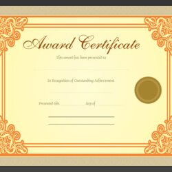 Gold Award Certificate Template For Word Color