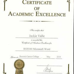 Excellent Academic Award Certificate Template Microsoft Certificates Terrific Quarterly Achievement Word Free
