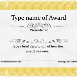 Eminent Gold Award Certificate Template Word Doc Printable Templates Certificates Blank Awards Maker Paper