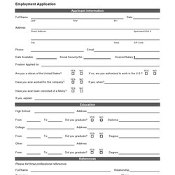 Capital Basic Employment Application Templates Free Template Kb