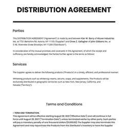 Distribution Agreement Template Free Google Docs Word Apple