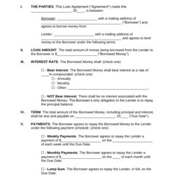 The Highest Quality Loan Agreement Template Free Word Templates Partnership
