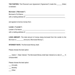 Fantastic Personal Loan Agreement Template Preview
