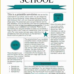High Quality Free School Newsletter Templates For Microsoft Word Of Doc