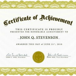 Exceptional Certificate Templates Printable Word Doc Professional Achievement