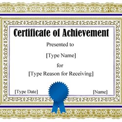Matchless Free Certificate Template Word Instant Download Achievement