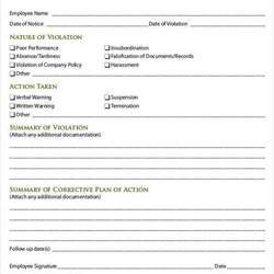 Cool Employee Write Up Form Templates Word Excel Counseling Verbal Employees Intake