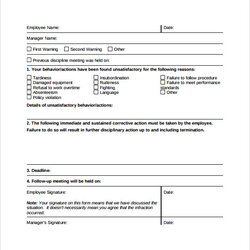 Free Sample Employee Write Up Forms In Form Work Example Template For