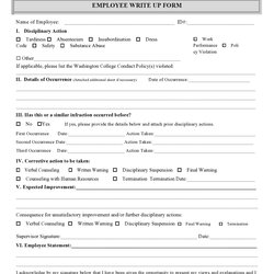 Great Printable Employee Write Up Form Forms Free