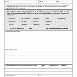 Excellent Employee Written Notice Management Evaluation Form Write Forms Template Behavior Templates
