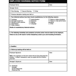 Perfect Effective Employee Write Up Forms Disciplinary Action Form Warning Template Printable Notice Written