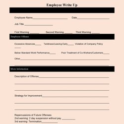 Admirable Free Printable Employee Write Up Form Templates
