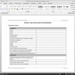 Wizard Public Relations Plan Worksheet Template