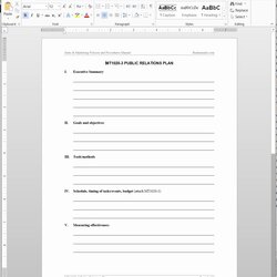 Terrific Public Relations Plans Template Plan