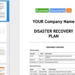 Spiffing Disaster Recovery Plan Template Essential Cover Business Continuity Simple Templates Project