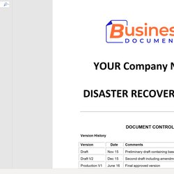 Eminent Disaster Recovery Plan Template Essential Cover Continuity