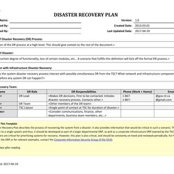 Superb Effective Disaster Recovery Plan Templates Template Sample Simple Printable Quality