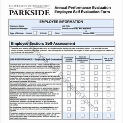 Very Good Employee Self Evaluation Form Template Best Of Sample