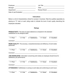 Champion Free Employee Evaluation Template Word Form