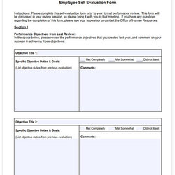 Best Examples Of Employee Self Evaluation Sample Schedule Printable Form