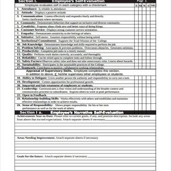 Free Employee Self Evaluation Forms In Ms Word Excel Form Sample Basic Warren Wilson