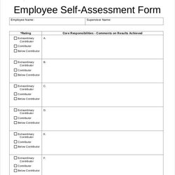 Superior Employee Self Evaluation Form Assessment Free