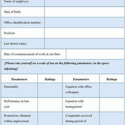 Perfect Employee Self Evaluation Form Template Best Of Choose Board