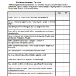 Admirable Free Sample Self Evaluation Forms In Ms Word Assessment Employee Template Example Appraisal Form