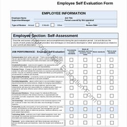 Exceptional Employee Self Evaluation Form Template Awesome Sample Forms