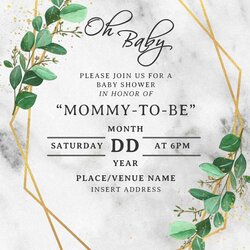 Perfect Free Greenery Geometric Baby Shower Invitation Templates For Word Sparkling