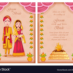 Sublime Couple On Indian Wedding Invitation Template Vector Image