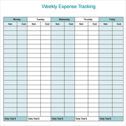 Fine Blank Expense Tracker Printable Sample Weekly Tracking