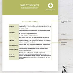 Sublime Simple Term Sheet Template In Google Docs Word Download Free