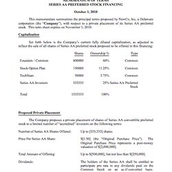 Outstanding Simple Term Sheet Template Sample Format Templates Example