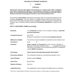 Sterling Private Lending Term Sheet Template