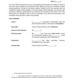 Simple Term Sheet Templates Word Template